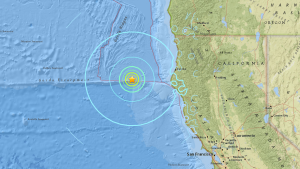 A 6.5-magnitude earthquake struck off the coast of Northern California on Dec. 8, 2016. (Credit: USGS)