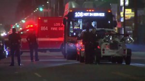 Police respond to an officer-involved shooting in South Los Angeles on Dec. 11, 2016. (Credit: KTLA)
