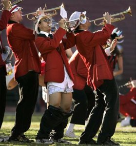 The Stanford band performs during halftime in a game against USC in Palo Alto in 2004. (Credit: Wally Skalij / Los Angeles Times)