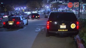 Los Angeles County Sheriff's Department officials surround the Universal City Red Line station on Dec. 5, 2016. (Credit: KTLA)