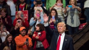 President-elect Donald Trump acknowledges the crowd after speaking at U.S. Bank Arena on December 1, 2016 in Cincinnati, Ohio. (Credit: Ty Wright/Getty Images)