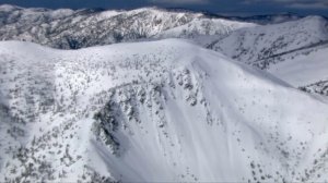 Snow-covered Mount Baldy is shown after two men were rescued following an avalanche on Jan. 26, 2017. (Credit: KTLA)