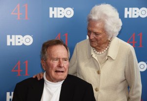 Film Subject President George H.W. Bush and his wife, Mrs. Barbara Bush attend the HBO Documentary special screening of '41' on June 12, 2012 in Kennebunkport, Maine. (Credit: Michael Loccisano/Getty Images for HBO)