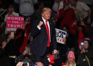 US President-elect Donald Trump is introduced to speak to supporters at the Giant Center, Dec. 15, 2016 in Hershey, Pennsylvania. (Credit: Mark Wilson/Getty Images)