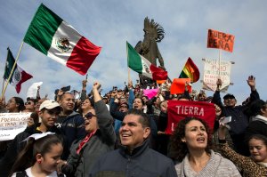 Citizens rally Jan. 15, 2017, to demand the resignation of Mexican President Enrique Pena Nieto, after he did not signal any sign of backpedalling on his decision to increase the price of petrol by up to 20.1 percent, in Tijuana, Mexico. (Credit: GUILLERMO ARIAS/AFP/Getty Images)