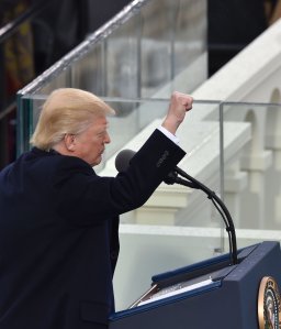 U.S. President Donald Trump speaks to the nation during his swearing-in ceremony on Jan. 20, 2017, at the U.S. Capitol in Washington, D.C. (Credit: PAUL J. RICHARDS/AFP/Getty Images)