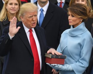 Donald Trump is sworn in as president on January 20, 2017 at the US Capitol in Washington, DC.(Credit: MARK RALSTON/AFP/Getty Images)