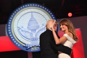 President Donald Trump and First Lady Melania Trump dance at the Freedom Ball on Jan. 20, 2017, in Washington, D.C. (Credit: Kevin Dietsch - Pool / Getty Images)