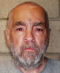 Charles Manson poses for an inmate photo on March 18, 2009, at Corcoran State Prison in Corcoran, California. (Credit: California Department of Corrections and Rehabilitation via Getty Images)