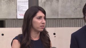 Michelle Hadley speaks after charges against her were dropped in court in Fullerton on Jan. 9, 2017. (Credit: KTLA)