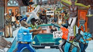 A painting by a student that depicted a police officer as an animal had hung on a Capitol Hill wall for months before it was removed by Rep. Duncan Hunter (R-Alpine) following recent complaints that it was offensive. (Credit: Congressional Art Competition)