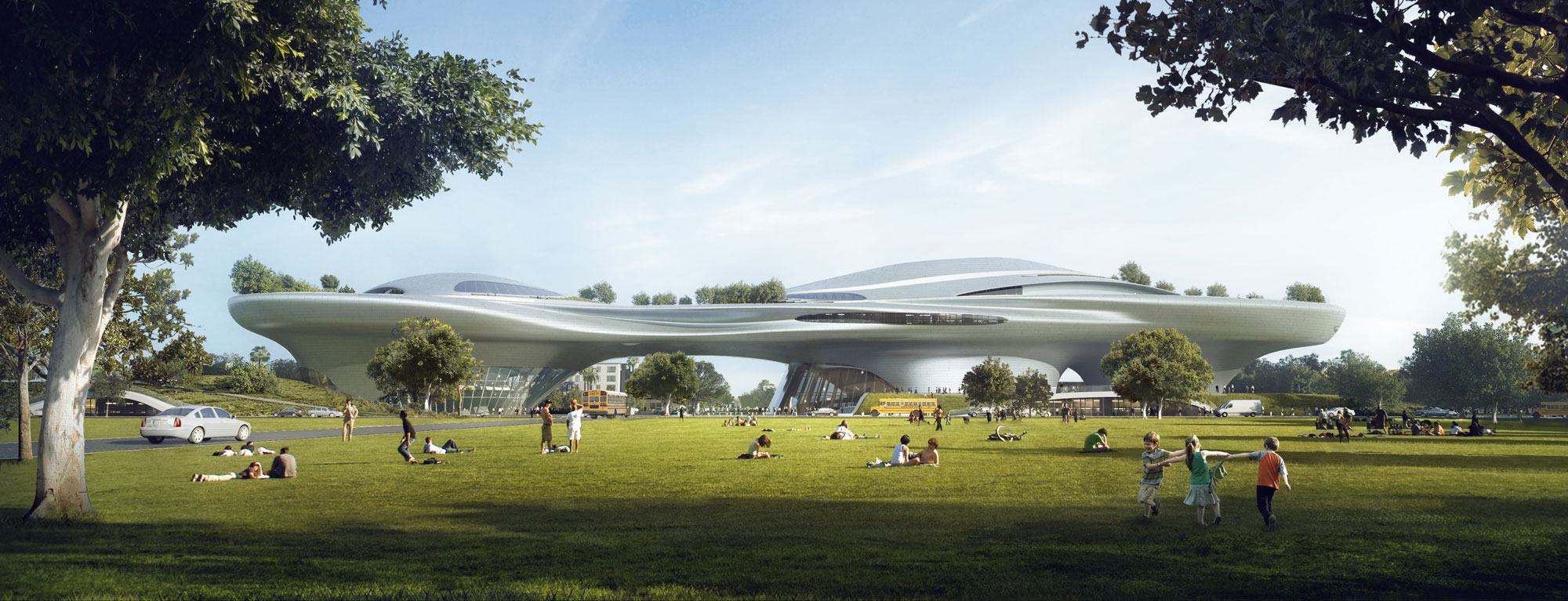 Renderings provided by Lucas Museum of Narrative Art show the proposed museum.