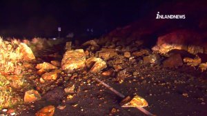 A rockslide in Lytle Creek closed a roadway Friday morning. (Credit: Inland News)