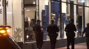 Police walk outside Westfield Culver City after an incident on Jan. 7, 2017. (Credit: KTLA)