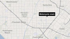 A map shows a motorcycle crash in Santa Ana on Jan. 13, 2017. (Credit: Los Angeles Times)