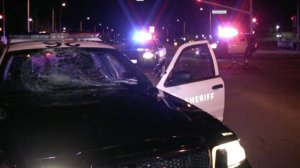A Los Angeles County Sheriff's deputy patrol vehicle collided with a 16-year-old bicyclist on Jan. 4, 2017. (Credit: Ed Frommer)