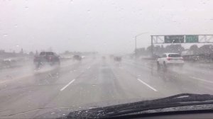 Rain falls on a Southern California freeway on Jan. 12, 2017. (Credit: KTLA)