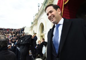 U.S. Sen. Marco Rubio arrives for the Presidential Inauguration of Donald Trump at the U.S. Capitol on Jan. 20, 2017. (Credit: Saul Loeb/AFP/Getty Images)