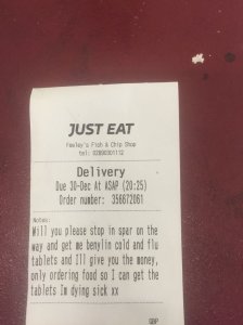 A customer of Feeley's Fish and Chip Shop in Belfast had an unusual request. (Credit: Feeley's Fish and Chip Shop)