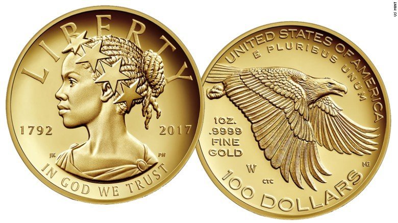 The U.S. Mint provided this photo of the 2017 American Liberty Gold Ultra High Relief when the $100 coin was released, Jan. 12, 2017.