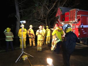 Cal Trans and fire officials were at the scene of a car that went off a cliff along Highway 1 in San Luis Obispo on Jan. 3, 2017. (Credit: Scott Wheeler/KCOY photos)
