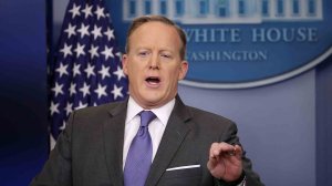 White House Press Secretary Sean Spicer reacts to reporters' questions in the Brady Press Briefing Room at the White House January 30, 2017 in Washington, DC. (Credit: Chip Somodevilla/Getty Images)