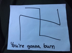 An anti-Semitic note left at a home in Oak Park is shown in a photo released by the Ventura County Sheriff's Office on Feb. 15, 2017.