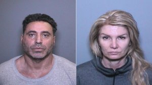 Fadi Chaiban, left, and Tina Saunders are shown in booking photos released Feb. 2, 2017, by the Orange County District Attorney's Office. 