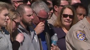 Relatives mourn Lucas Chellew at a bell toll ceremony at the CHP Academy on Feb. 23, 2017. (Credit: KTXL)