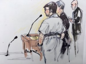 Enrique Marquez enters a guilty plea in federal court in downtown Los Angeles on Feb. 16, 2017. (Credit: Mona S. Edwards)