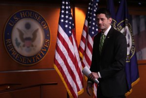U.S. Speaker of the House Rep. Paul Ryan (R-WI) leaves after his weekly news conference Feb. 2, 2017, on Capitol Hill in Washington, DC. (Credit: Alex Wong / Getty Images)
