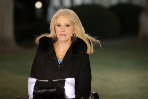 Kellyanne Conway is interviewed by FOX News on the north side of the White House February 9, 2017 in Washington, DC. (Credit: Chip Somodevilla/Getty Images) 