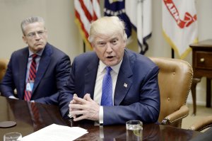 U.S. President Donald Trump speaks during a listening session on domestic and international human trafficking in the Roosevelt Room of the White House on February 23, 2017 in Washington, DC. (Credit: Oliver Douliery/Pool-Getty Images)