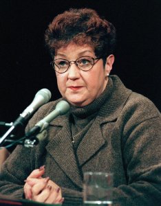 Norma McCorvey, the woman at the center of the US Supreme Court ruling on abortion is seen in a  Jan. 1998 photo as she testifies before a U.S. Senate Judiciary Committee (Credit: Chris Kleponis/AFP/Getty Images) 