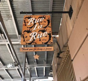 The sign outside Rue La Rue Cafe in New York City carries a line from "The Golden Girls" theme song, "Thank You for Being a Friend. (Credit: CNN)