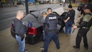 U.S. Immigration and Customs Enforcement released a photo on Feb. 10, 2017, of its officers arresting an unidentified foreign national the day before.