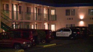 A woman allegedly tried to kill a man at the Rodeo Inn in Lynwood, Washington, on Jan. 30, 2017. (Credit: KCPQ)
