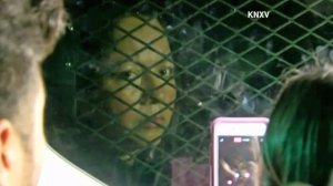 Guadalupe Garcia de Rayos is seen locked in a van on Feb. 8, 2017, outside ICE headquarters in Phoenix. (Credit: KNXV via CNN)