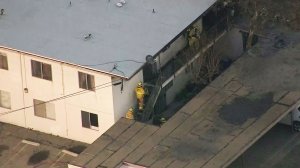 Fire crews were called to an apartment fire in Port Hueneme on Feb. 24, 2017. (Credit: KTLA)