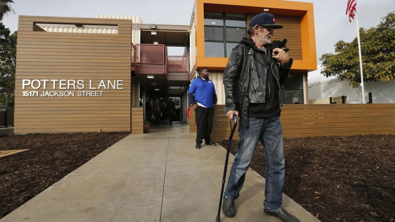 Army veteran Jimmy Palmiter, 59, is one of 15 homeless veterans who will be housed at Potter’s Lane, the state's first multifamily housing development built with recycled shipping containers. (Credit: Allen J. Schaben / Los Angeles Times) 