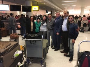 Six members of a Syrian family were reunited at John F. Kennedy airport in New York after they were denied entry to the United States on Jan. 28, 2017. (Credit: Rep. Charlie Dent/Twitter)