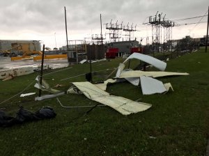 A tornado hits NASA's Michoud Assembly Facility in New Orleans, Louisiana on Feb 7, 2017. (Credit: Jonathan Simeral)