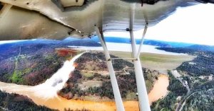 View from above the Oroville Dam spill in California on Feb. 13, 2017. (Credit: John La Tier via CNN)