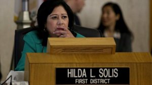 Los Angeles County Supervisor Hilda Solis listens during a Board of Supervisors meeting in July 2016. (Credit: Irfan Khan / Los Angeles Times)