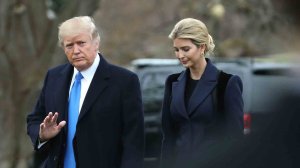 President Donald Trump and his daughter Ivanka Trump walk toward Marine One while departing from the White House, on February 1, 2017 in Washington, DC. (Credit: Mark Wilson/Getty Images) 