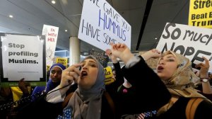 Women protest President Donald Trump's travel ban at LAX last month. (Credit: Luis Sinco / Los Angeles Times)