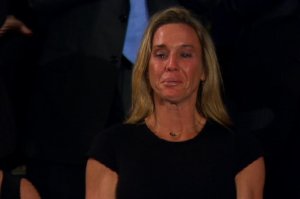 President Trump honored Carryn Owens, the wife of the late Navy Seal, William "Ryan" Owens. Her husband was killed in a raid in Yemen in January 2017. (Credit: CNN)