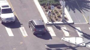 Someone appeared to throw an object at a pursuit driver in Redondo Beach on March 1, 2017. (Credit: KTLA)