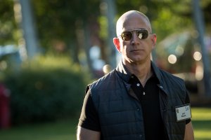 Jeff Bezos, chief executive officer of Amazon, arrives for the third day of the annual Allen & Company Sun Valley Conference, July 13, 2017 in Sun Valley, Idaho. (Credit: Drew Angerer/Getty Images)