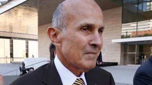 Ex-Los Angeles County Sheriff Lee Baca is seen outside the L.A. federal courthouse after he was convicted of obstruction of justice and other charges. A judge denied Baca's request to be free on bond while he appeals his conviction. (Credit: Al Seib / Los Angeles Times)